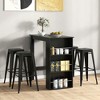 Resenkos Counter-Height Bar Table with 3 Built-In Storage Shelves for Kitchen, Black - 3 of 4