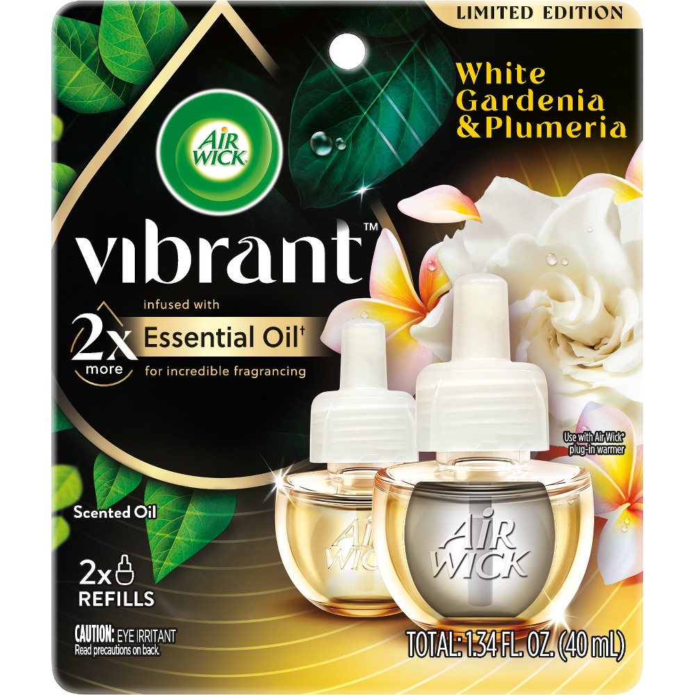 Air Wick Vibrant Scented Oil Air Freshener Refill White Gardenia & Plumeria - 1.34 fl oz