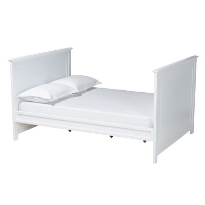 Classic White Wood Twin Daybed with Upholstered Headboard