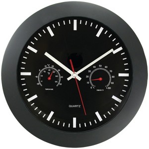 Timekeeper 12" Temperature & Humidity Wall Clock in Black - 1 of 1