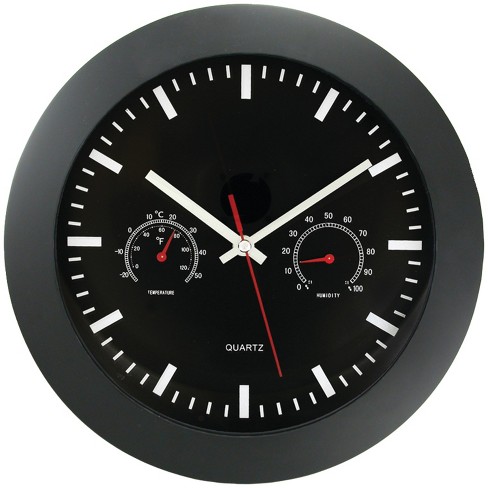 Timekeeper 12" Temperature & Humidity Wall Clock in Black - image 1 of 1