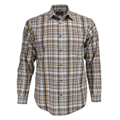 Falcon Bay Men's After Dark Button Down Sport Shirt | Khaki 3X Big