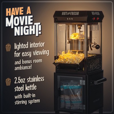 Vintage Black Popcorn Cart with 2.5-Ounce Kettle