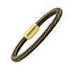Steeltime Men's black braided leather and 18k gold plated stainless steel bracelet - 2 of 4