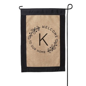 Personalization Mall Welcome Wreath Personalized Letter Burlap Garden Flag - 1 of 1