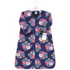 Hudson Baby Infant Girl Long Sleeve Plush Faux Fur Sleeping Bag, Wearable Blanket, Navy Bold Floral - 2 of 2