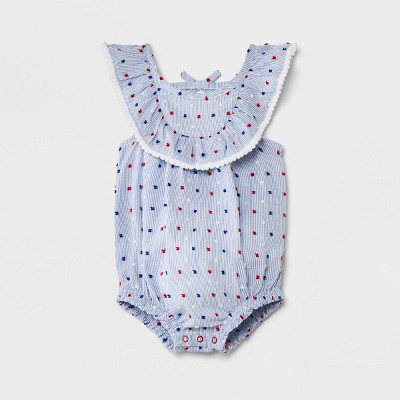 Image of Baby Girls' Clip Spot Romper - Cat & Jack™ Blue