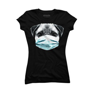Junior's Design By Humans Masked Pug By clingcling T-Shirt - 1 of 3