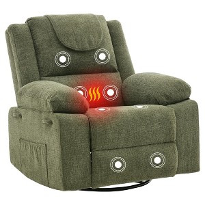 Rocking Nursery Glider Recliner Chair,360¡ã Swivel Rock Recliner Chairs Single Sofa with Vibration Massage and Heating - 1 of 1