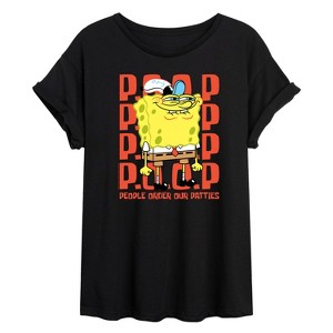 Women's - SpongeBob SquarePants - People Order Our Patties Oversized Graphic T-Shirt - 1 of 4