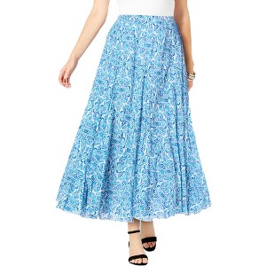 Jessica London Women's Plus Size Flowing Crinkled Maxi Skirt - 1 of 4