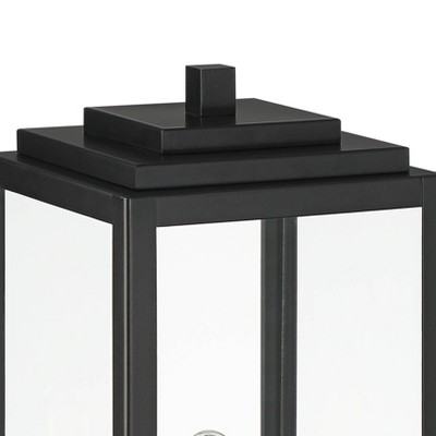 Matte Black 17" Modern Outdoor Pier Mount Light with Clear Glass Shade