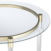 55 Downing Street Modern Minimalist Glass Round Accent Side End Table 24 3/4" Wide Clear Gold Rings for Living Room Bedroom Bedside Entryway House - 3 of 4