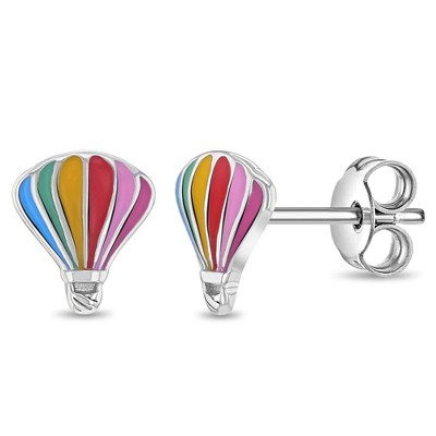 Girls' Radiant Hot Air Balloon Standard Sterling Silver Earrings - In Season Jewelry