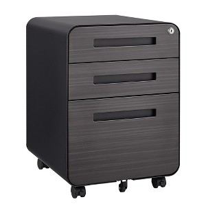 3 Drawer Mobile File Cabinet With Lock, Metal Under Desk Rolling Filing Cabinets, Fully Assembled 5-wheel Office Cabinet For Home Office Letter/A4 - 1 of 4