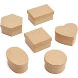 6 Packs Mini Paper Mache Gift Boxes with Lids Thick Paper Board for Storage DIY Crafts Party Favors Birthday Wedding, Kraft Color