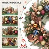 24" Lighted Christmas Wreath, Pre-Lit Xmas Wreath with Pine Cones and Christmas Balls, Xmas Decorations,Xmas Wreath for Front Door, Windows, Wall - 2 of 4