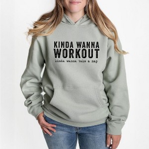 Simply Sage Market Women's Graphic Hoodie Kinda Wanna Workout Kinda Wanna Take A Nap - 1 of 2