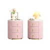 NicBex Modern Upholstered Nightstand with 3 Drawers,Round Bedside Table with Metal Handles,Marbling Stickers Top Night Table for Bedroom - 3 of 4