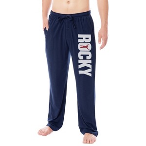 Rocky Mens' Balboa Movie Film Title Logo Character Sleep Pajama Pants Blue - 1 of 4