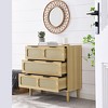 RISOKEYS Rattan Dresser with 3 Drawers,Wide Drawers and Metal Handles Wood Drawer Organizer for Bedroom,Living Room,Hallway,Office - 4 of 4