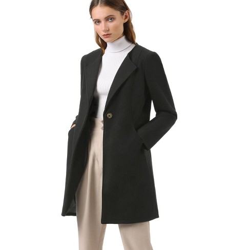 Thigh length hot sale black coat