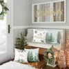 Winter Christmas Tree Throw Pillow Covers 18x18 Inch Green Snowy Pine Forest Snowflake Joy - 4 of 4