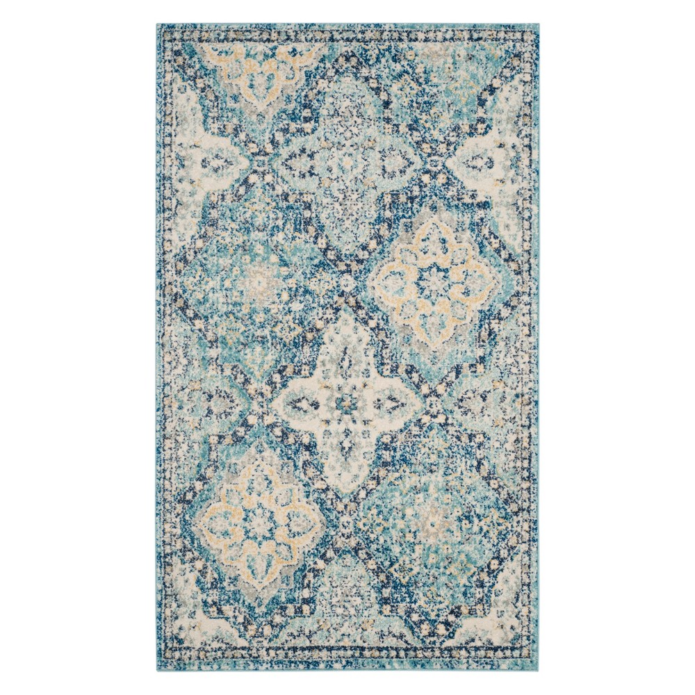  Hestia Burst Loomed Area Rug Light Blue/Ivory