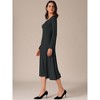 INSPIRE CHIC Women's Knit Midi A-Line Drawstring Back Square Neck Long Sleeve Dresses - 2 of 4
