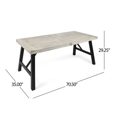 Borocay Light Gray Acacia Wood Splayed H-Frame Dining Table