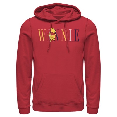 Men's Winnie the Pooh Yellow, White, and Blue Script Pull Over Hoodie