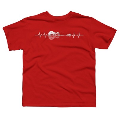 Boy's Design By Humans Nature Guitar Heart Beat By Maryedenoa T-Shirt