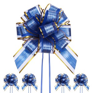 Unique Bargains Plastic Tree Stripes Gold Edge Large Satin Pull Bows 12 Pcs - 1 of 4