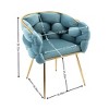 Modern Velvet Dining Chairs, Hand Weaving Accent Chairs with Golden Metal Legs, Cosmetic Chair for Dining Room Kitchen Vanity Living Room - 3 of 4