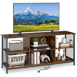 Costway 3-Tier TV Stand for TV's up to 65" Entertainment Media Center with Storage Basket - 1 of 4