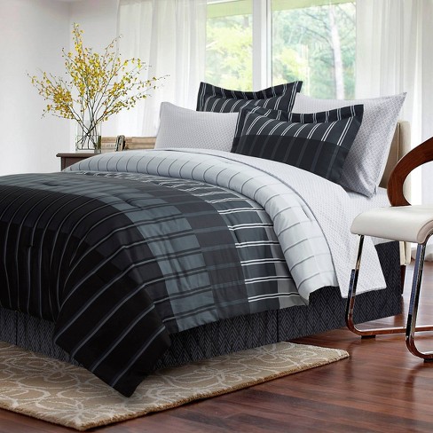 Comforter sets come in may styles and various sizes including king, queen, twin as well as cribs. 6pc twin ombre stripe bed in a bag comforter gray brown grey