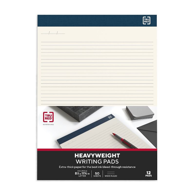 MyOfficeInnovations Notepads 8.5 x 11.75 Wide Ruled Ivory 50 Sheets/Pad 12 Pads/Pack MYO24419928, 4 of 9