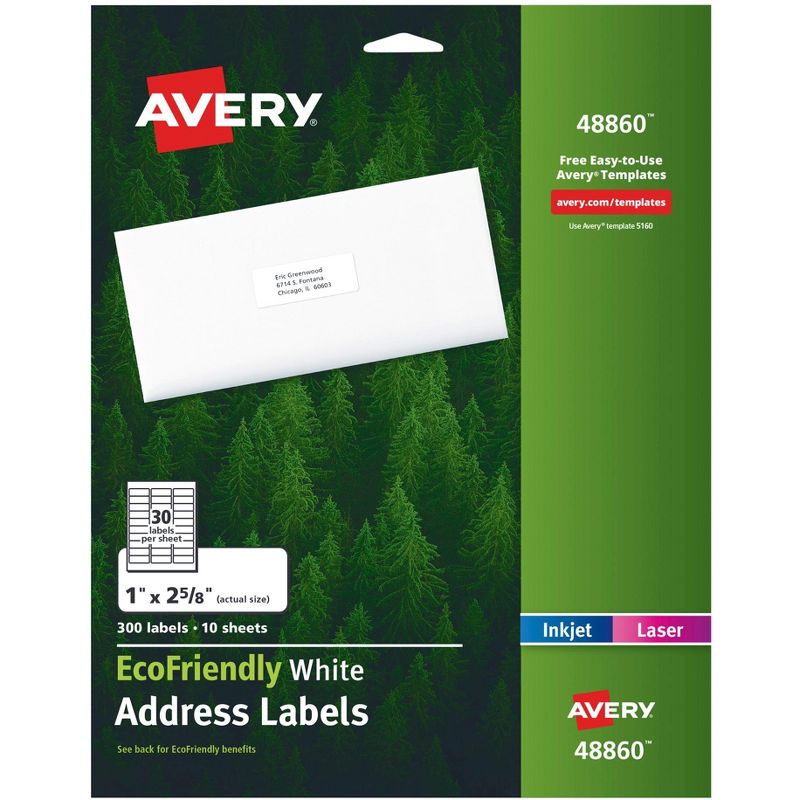 Avery EcoFriendly Address Labels, 1 x 2-5/8 Inches, Pack of 300, 1 of 2