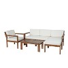 Janey 3-piece Acacia Wood Patio Conversation Set with Cushions, Outdoor Sofa Set with Wood Tabletop - Maison Boucle - image 2 of 4