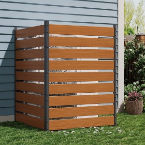 Garvee 38" x 50" 2-Panel Outdoor Privacy Screen, with Aluminum Frame & Horizontal Vinyl Walls - 1 of 4