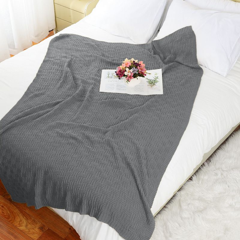 Knitted Soft 100% Cotton Home Bed Blankets - PiccoCasa, 3 of 7
