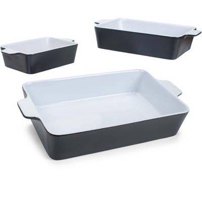 Nat & Jules Nested Black 12 x 8 Ceramic Stoneware Baking Dishes Set of 3