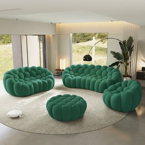 WJSHome Bubble Sofa Curved Couch Set, Breathable Mesh Fabric Bean Bag Sofa (Green, 1 Seater, 2 Seater, 3 Seater, Ottoman) - 1 of 4