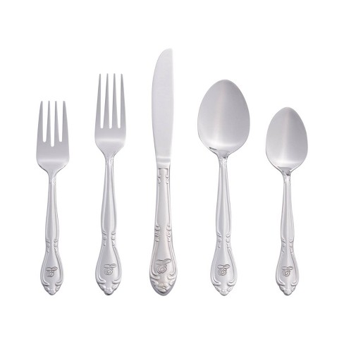 RiverRidge Rose Flatware 46pc Monogrammed Stainless Steel Silverware Set - image 1 of 4