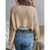 Women Open Front Ribbed Knit Crop Bolero Drop Shoulder Long Sleeve Loose Fit Knitted Crop Cardigan Shrug - 2 of 3