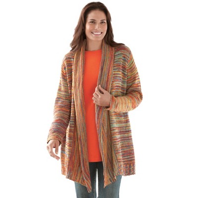 Woman Within Plus Size Multi Marled Cardigan