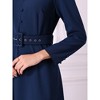 Hobemty Women's Vintage A-Line Mock Neck Long Sleeve Belted Work Flare Dress - 4 of 4