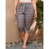 Womens Plus Size Capris with Belt Elastic High Waist Work Pants Dressy Pockets Business Casual Pants - 2 of 4