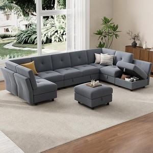Coucheta U-Shaped & L-Shaped Sectional Collection - Convertible Modular Sofa with Storage, Deep Seat Cloud Couch & Ottoman - 1 of 4