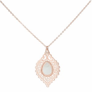Pavilion Gift Company - Rose Gold Lace Leaf - Mother of Pearl Necklace - Necklaces - 1 of 4